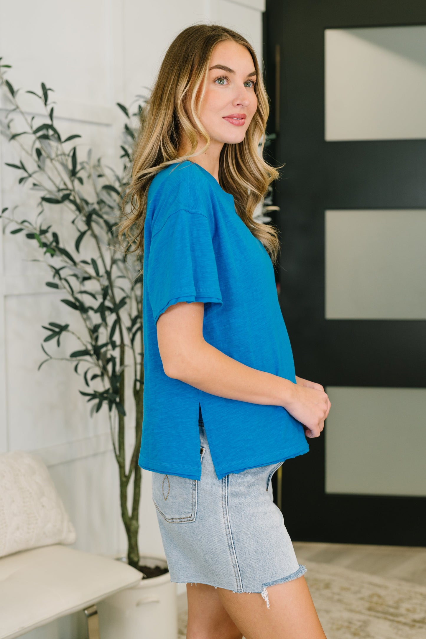 Effortless Edit Boxy Tee in Deep Sky