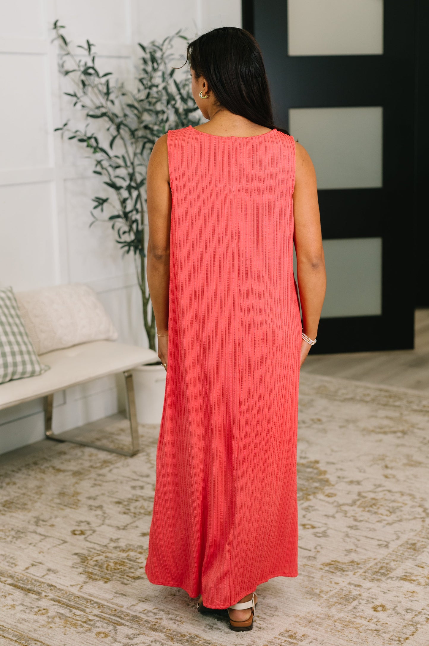 Everything She Wants Sleeveless Maxi Dress in Coral