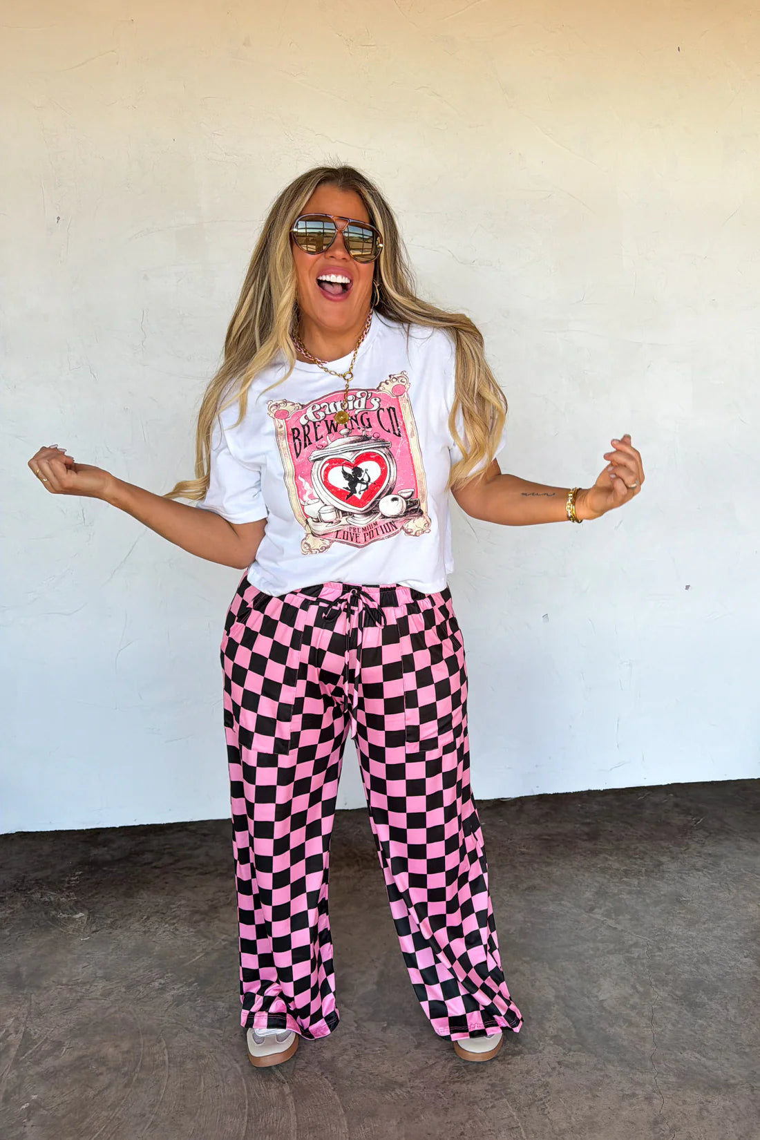 Haddie Pink Checkered Pants
