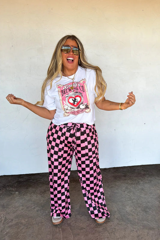 Haddie Pink Checkered Pants