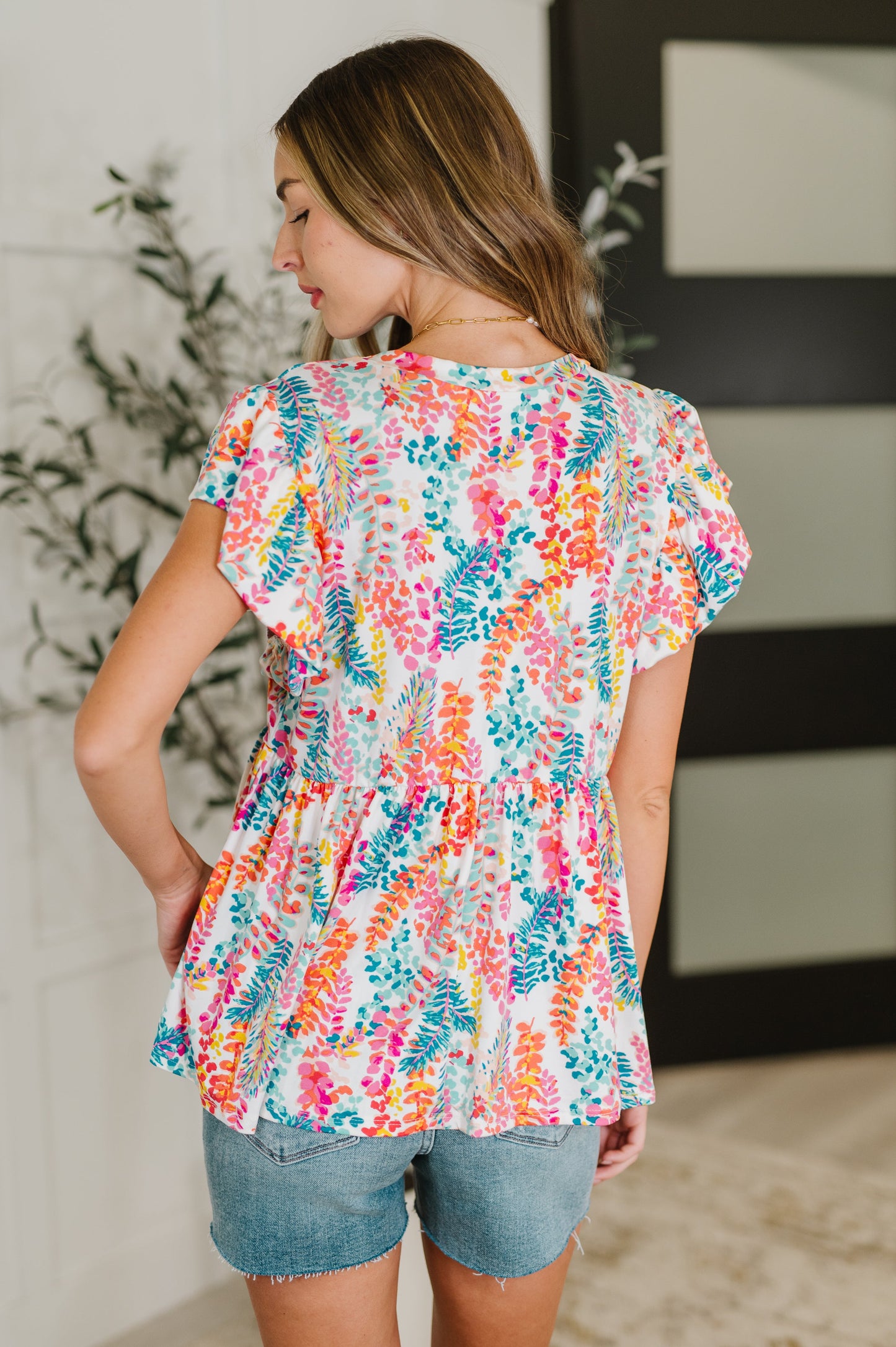 Flirt Alert Flutter Sleeve Top in Ivory