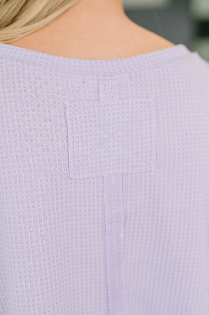 Foundation First Waffle Knit Relaxed Tee in Lilac