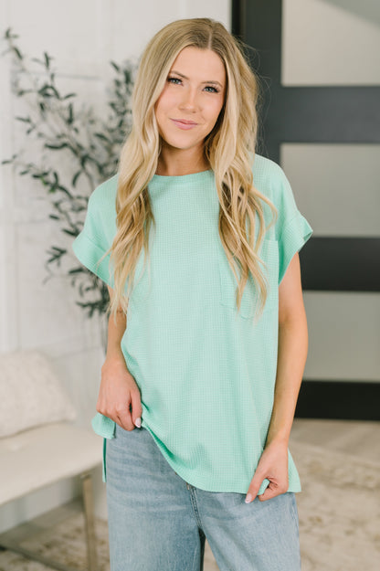 Foundation First Waffle Knit Relaxed Tee in Mint