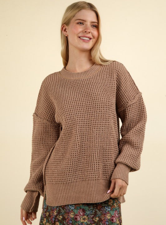 Oversized Knit Sweater - Taupe