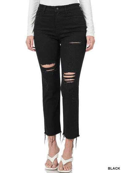 Zenana distressed straight cropped