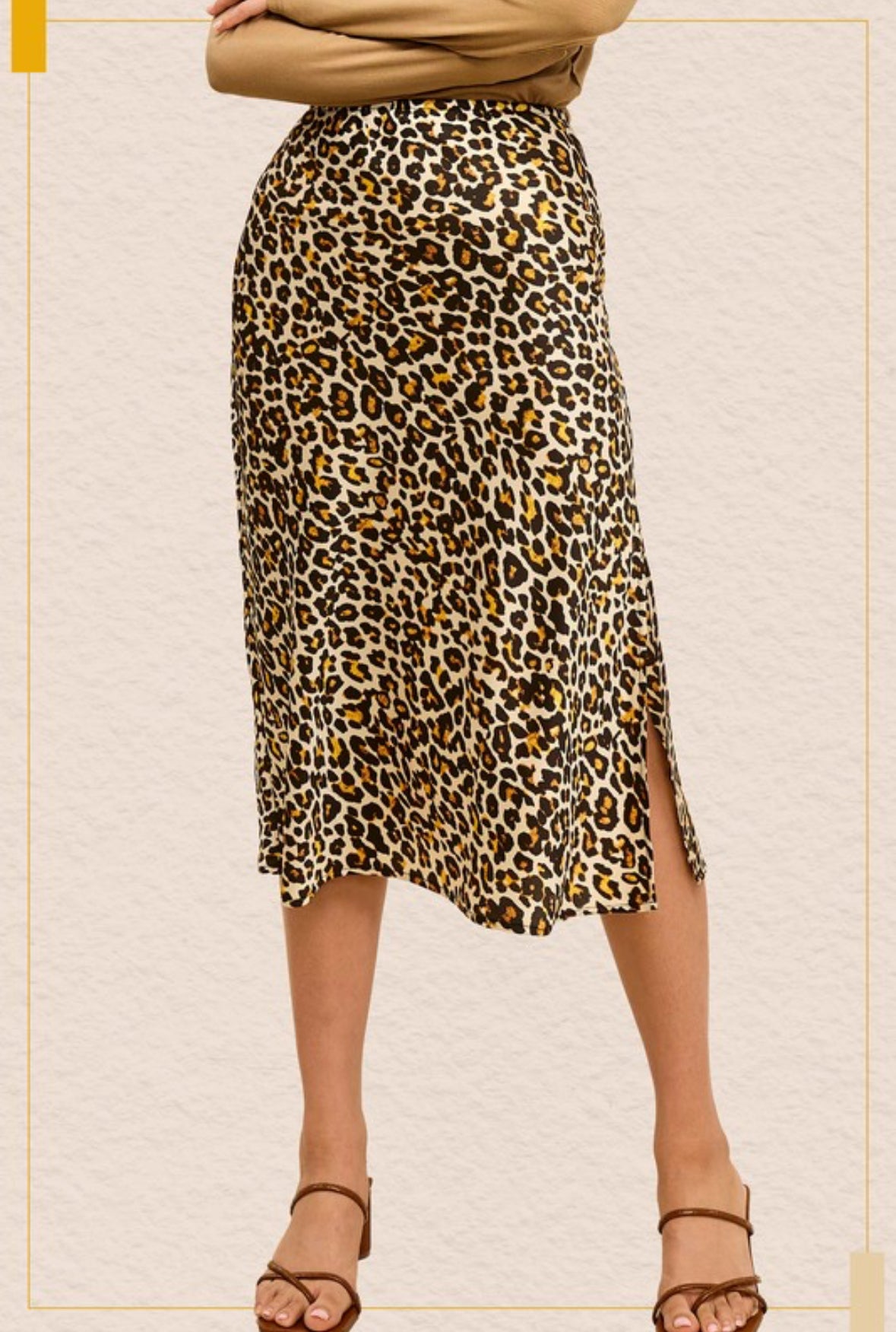 Flowy Satin Effects Leopard Skirt