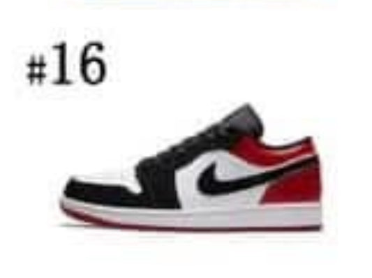 Black red white sneakers