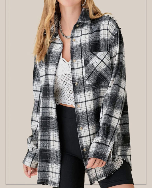 Black plaid shacket