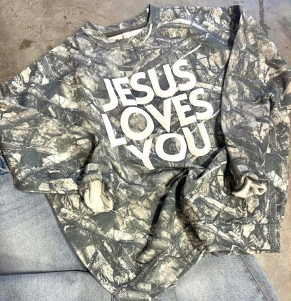 Camo Jesus Loves You Sweatshirt