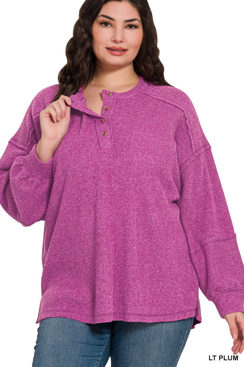 Ribbed Henley Sweater