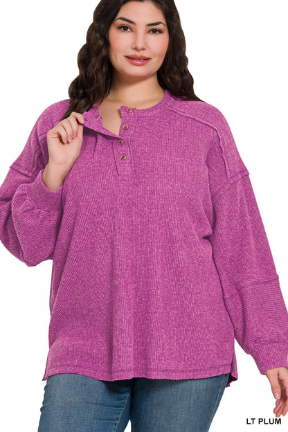 Ribbed Henley Sweater