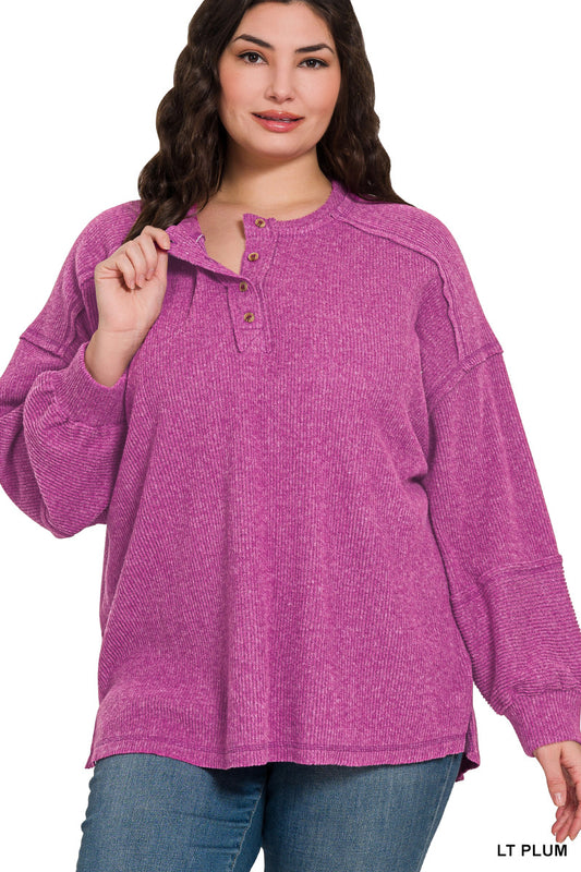 Ribbed Henley Sweater