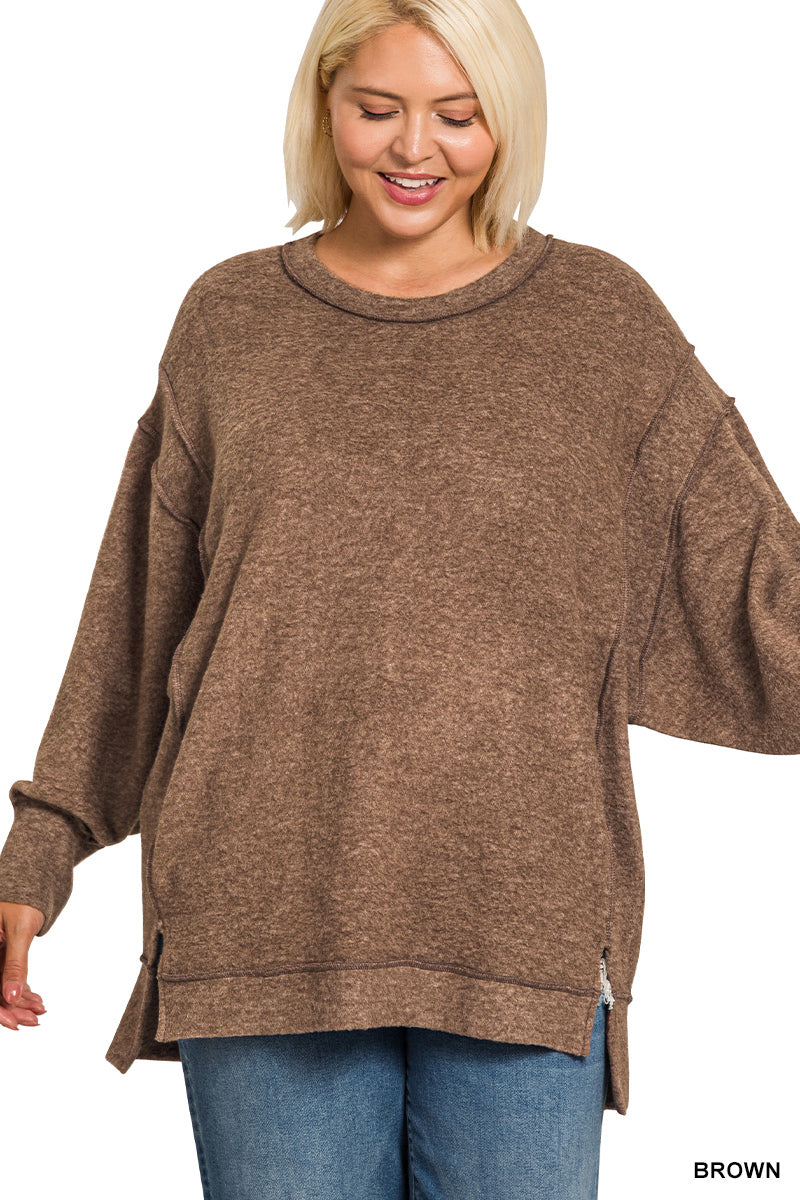 Exposed Seam Soft Pullover - PLUS SIZE