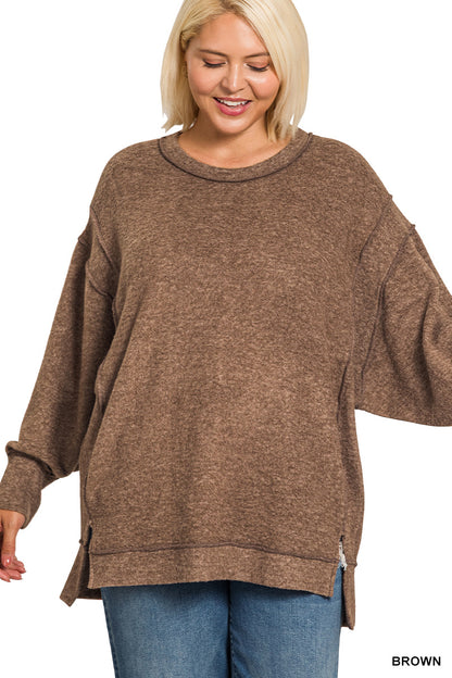 Exposed Seam Soft Pullover - PLUS SIZE