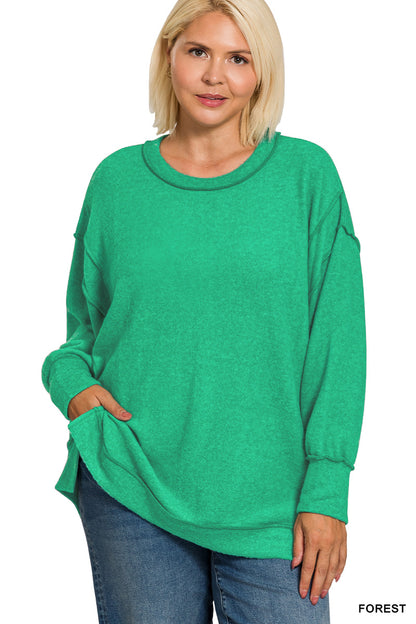 Exposed Seam Soft Pullover - PLUS SIZE