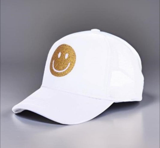 White Smiley Trucker Hat