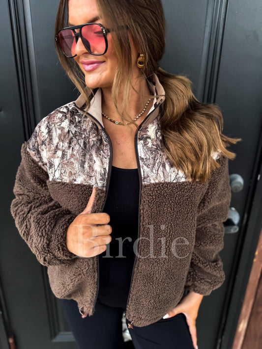 Camo Sherpa Bomber Jacket