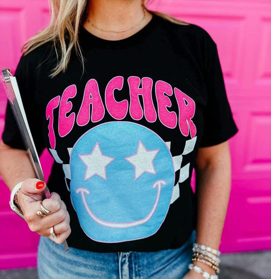 Teacher checkered tee