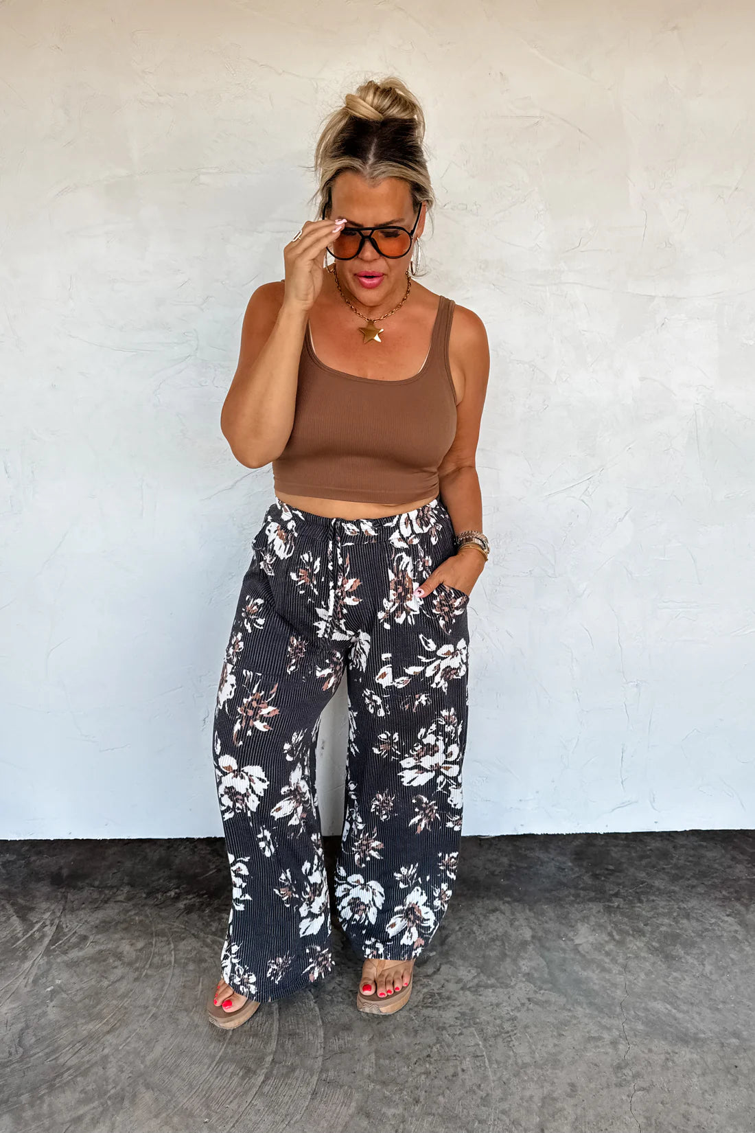 HADDIE FLORAL WIDE LEG PANTS