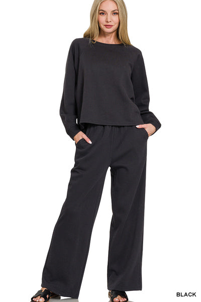 Zenana Fleece Raglan Sweatpants Set