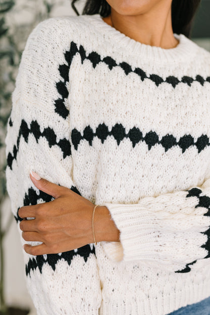 Ivy Lane Textured Sweater in White and Black