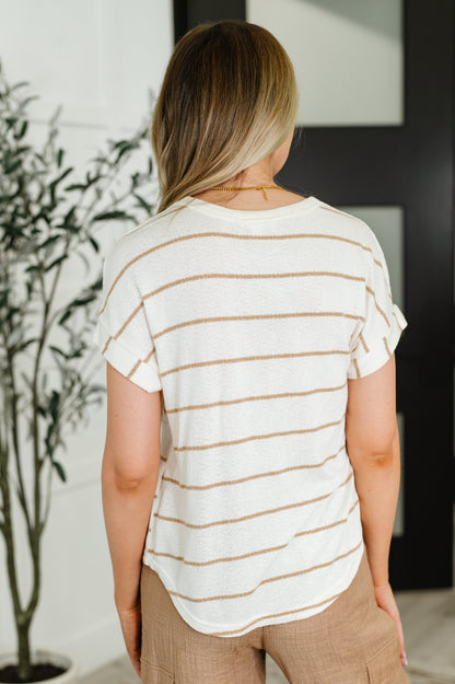 Jump Into It Textured Knit Top in Mocha Stripe