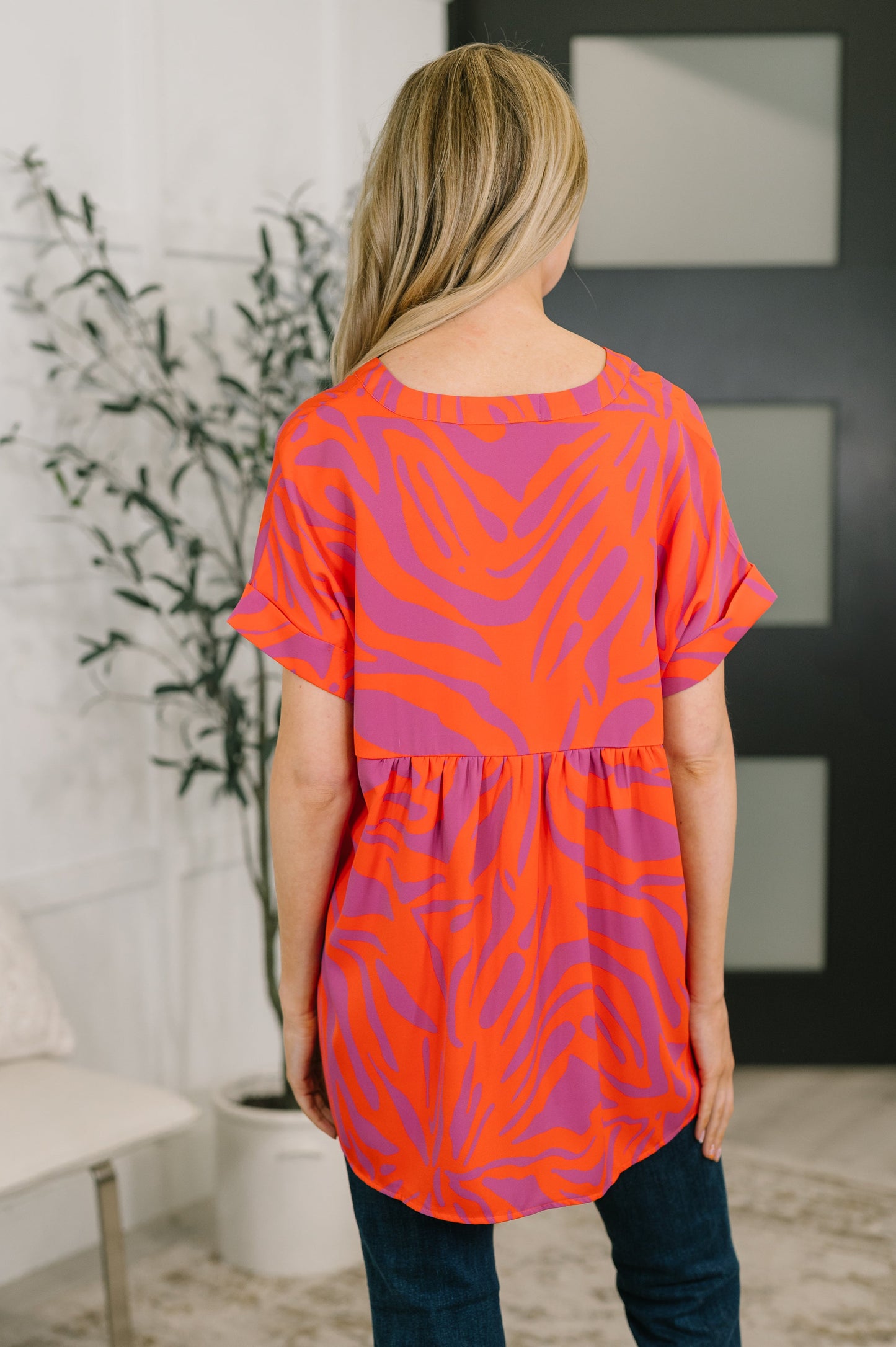 Know Me At All Abstract Split Neck Blouse