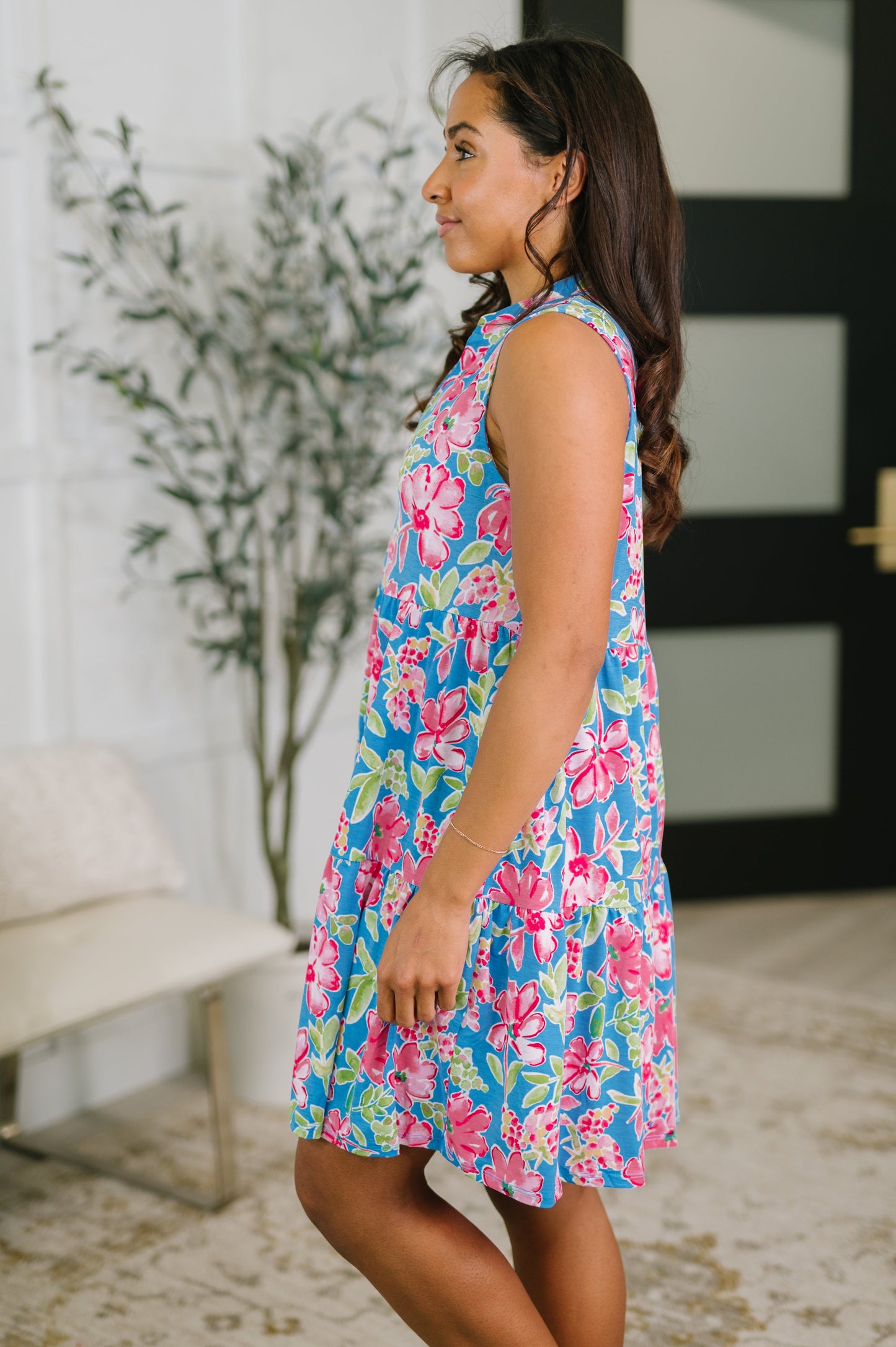 Lizzy Three Tier Tank Dress in Falling Floral