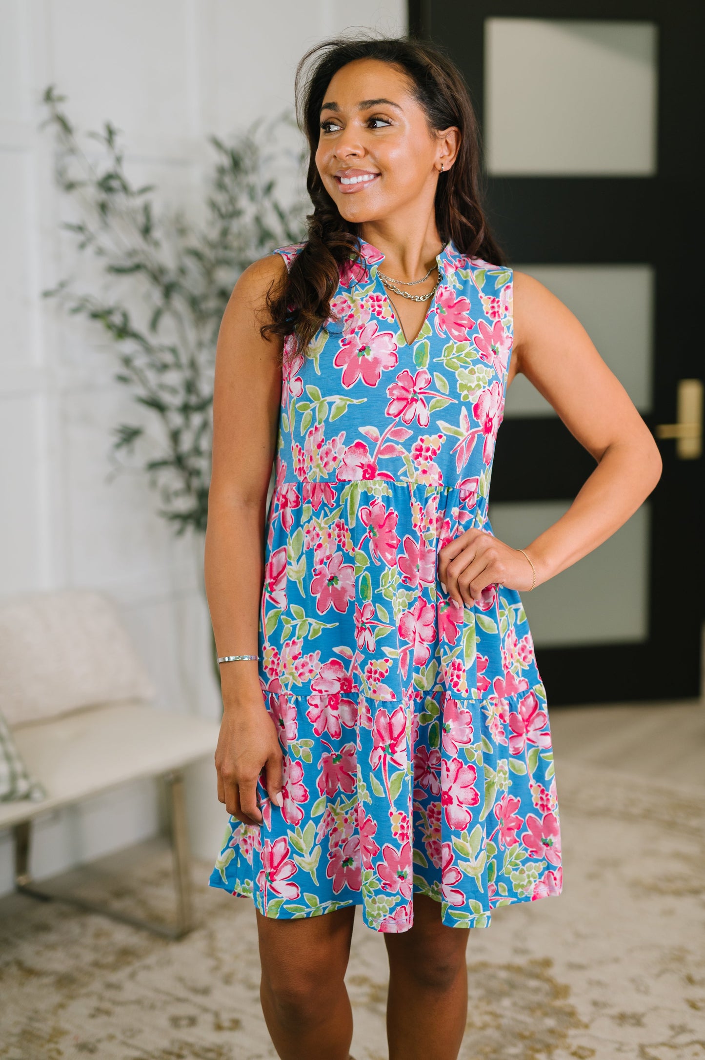 Lizzy Three Tier Tank Dress in Falling Floral