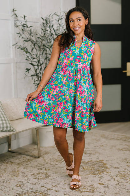 Lizzy Three Tier Tank Dress in Large Ditsy Floral
