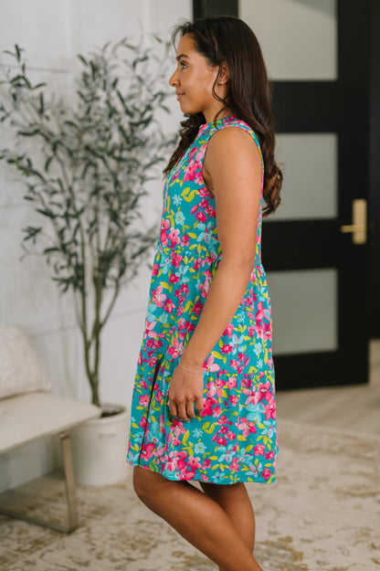 Lizzy Three Tier Tank Dress in Large Ditsy Floral