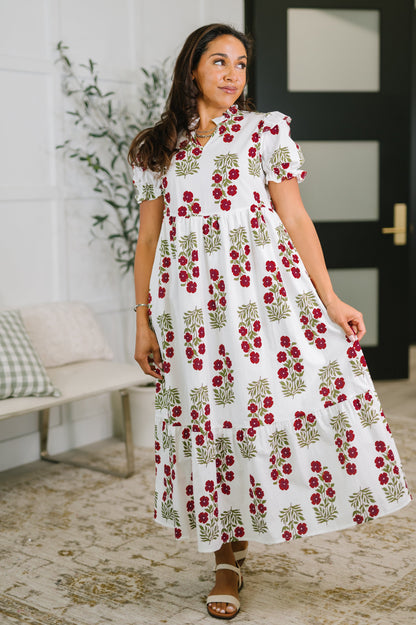 Quiet Life Notch Neck Tiered Dress in White