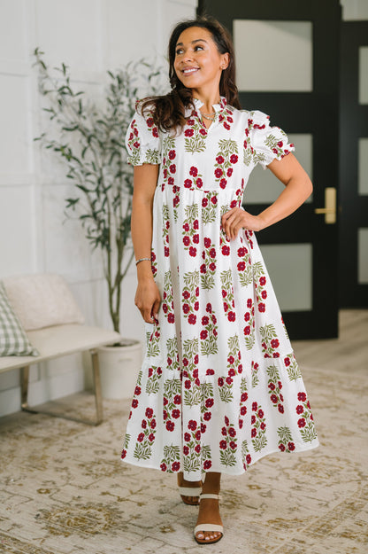 Quiet Life Notch Neck Tiered Dress in White