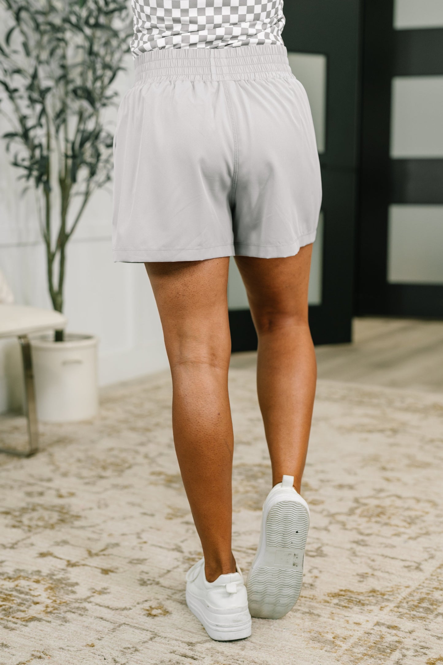 Rile Me Up High Waisted Shorts in Light Grey