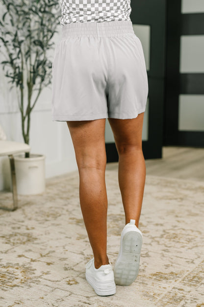Rile Me Up High Waisted Shorts in Light Grey