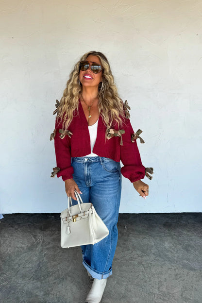 SLOANE BOW KNIT CARDIGAN