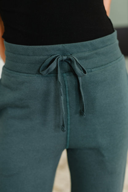 Slow Mornings High Waisted Sweats in Jungle Green