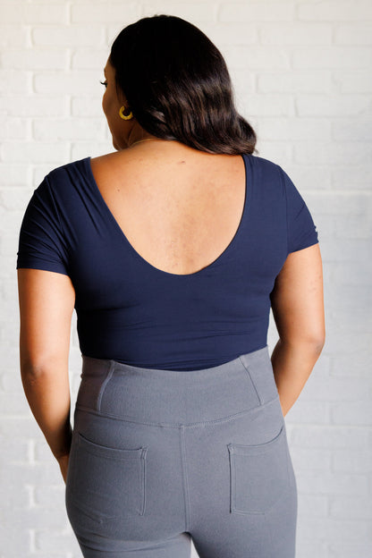 They're Not Like Us Square Neck Bodysuit in Navy