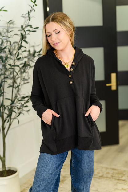 Warm Intentions Henley Pullover in Black