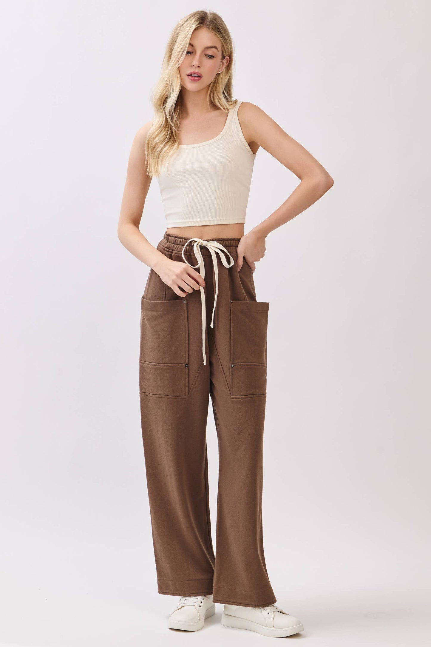 French Terry Wide-Leg Pants