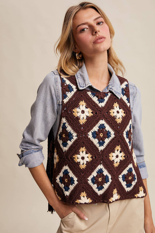 Crochet Side Tie Vest