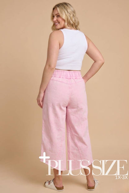 Mineral Washed Crop Wide Leg Pant - PLUS