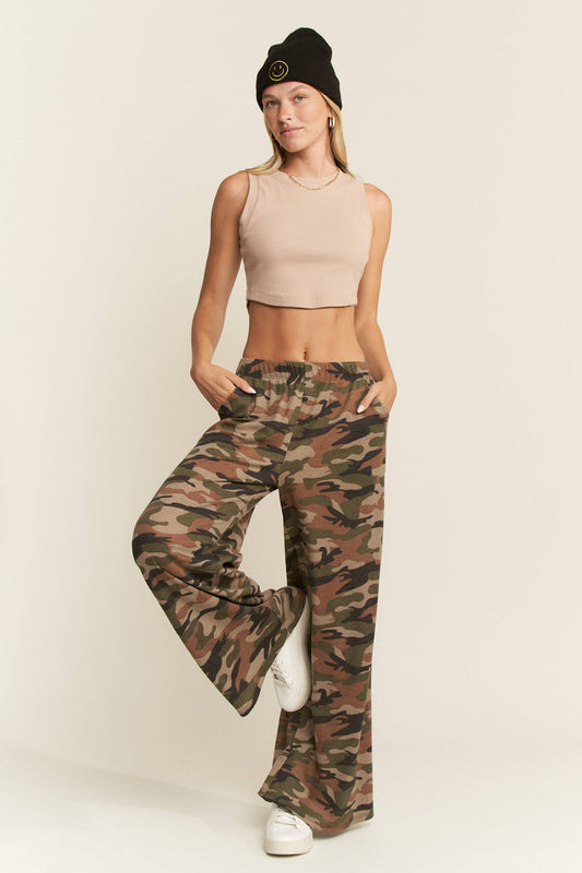 ARMY CAMO WIDE LEG PANTS