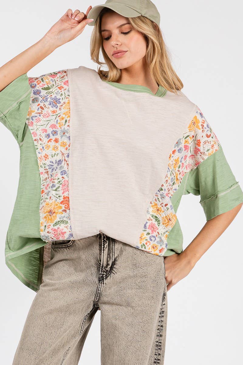 Oversized Floral Patchwork Tee