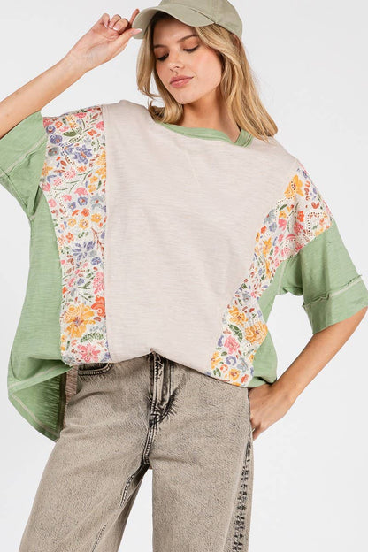 Oversized Floral Patchwork Tee