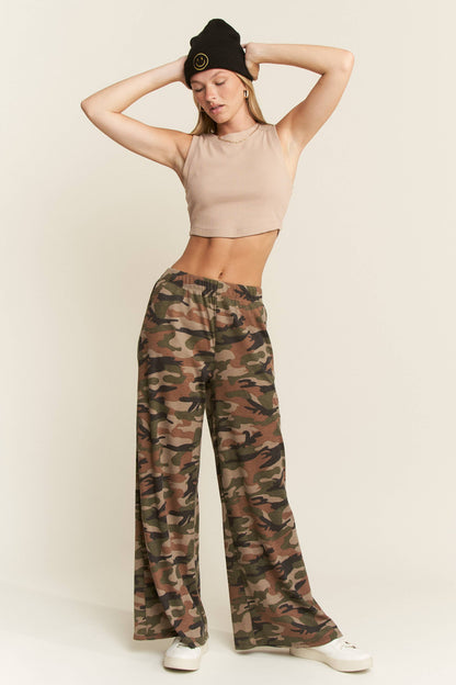 ARMY CAMO WIDE LEG PANTS