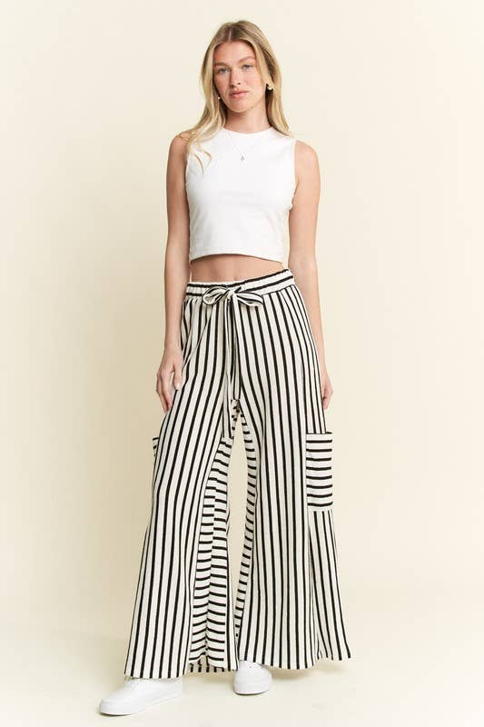 STRIPE WIDE LEG PANTS