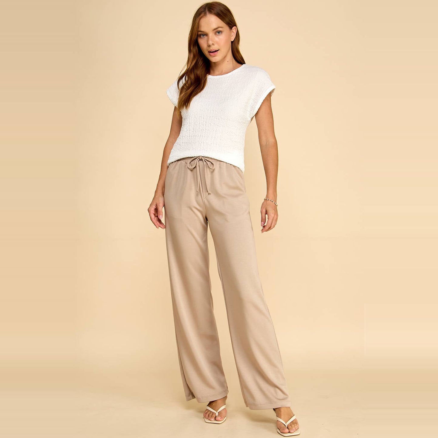 Wide Leg Drawstring Lounge Pants with Pockets