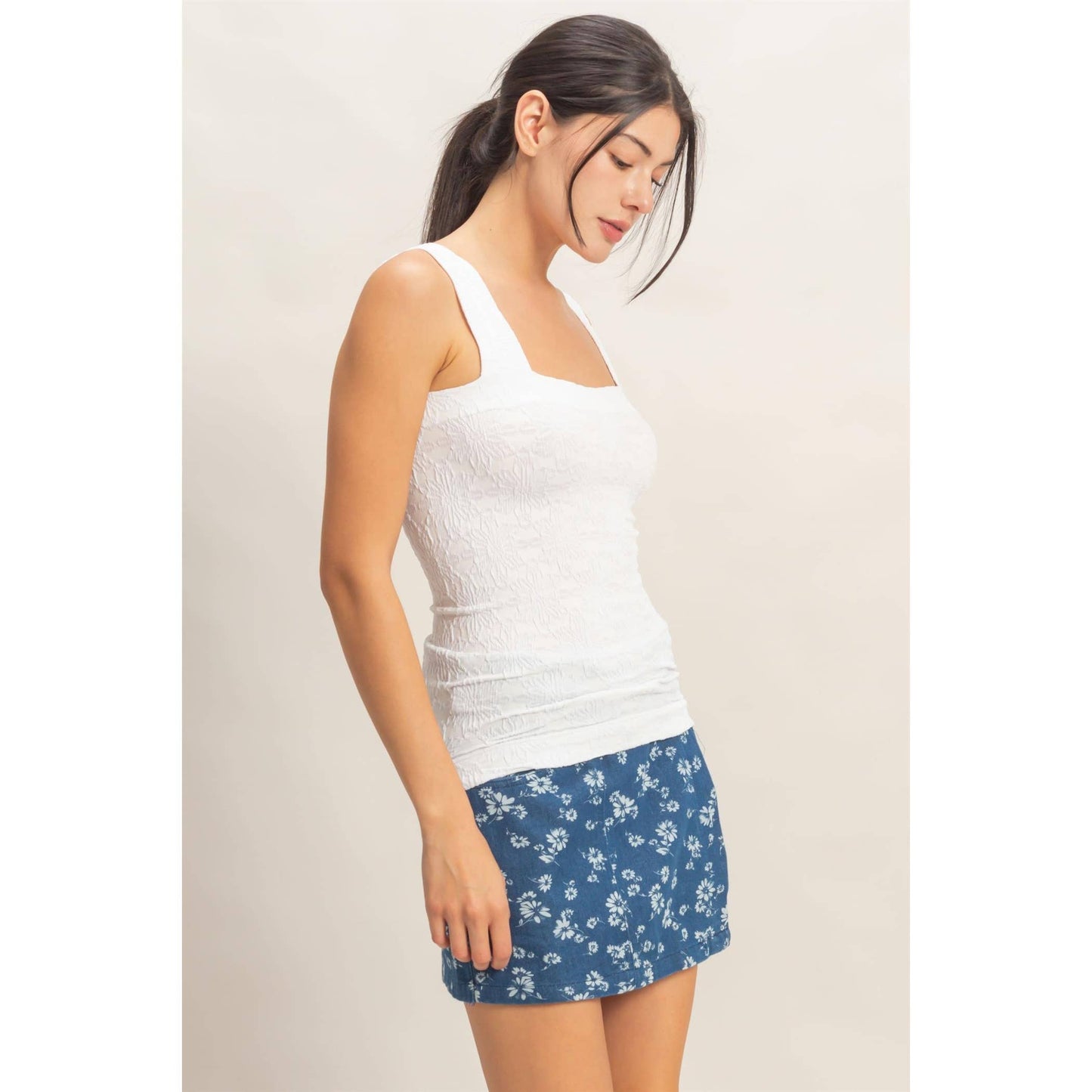 Floral Square Neck Top