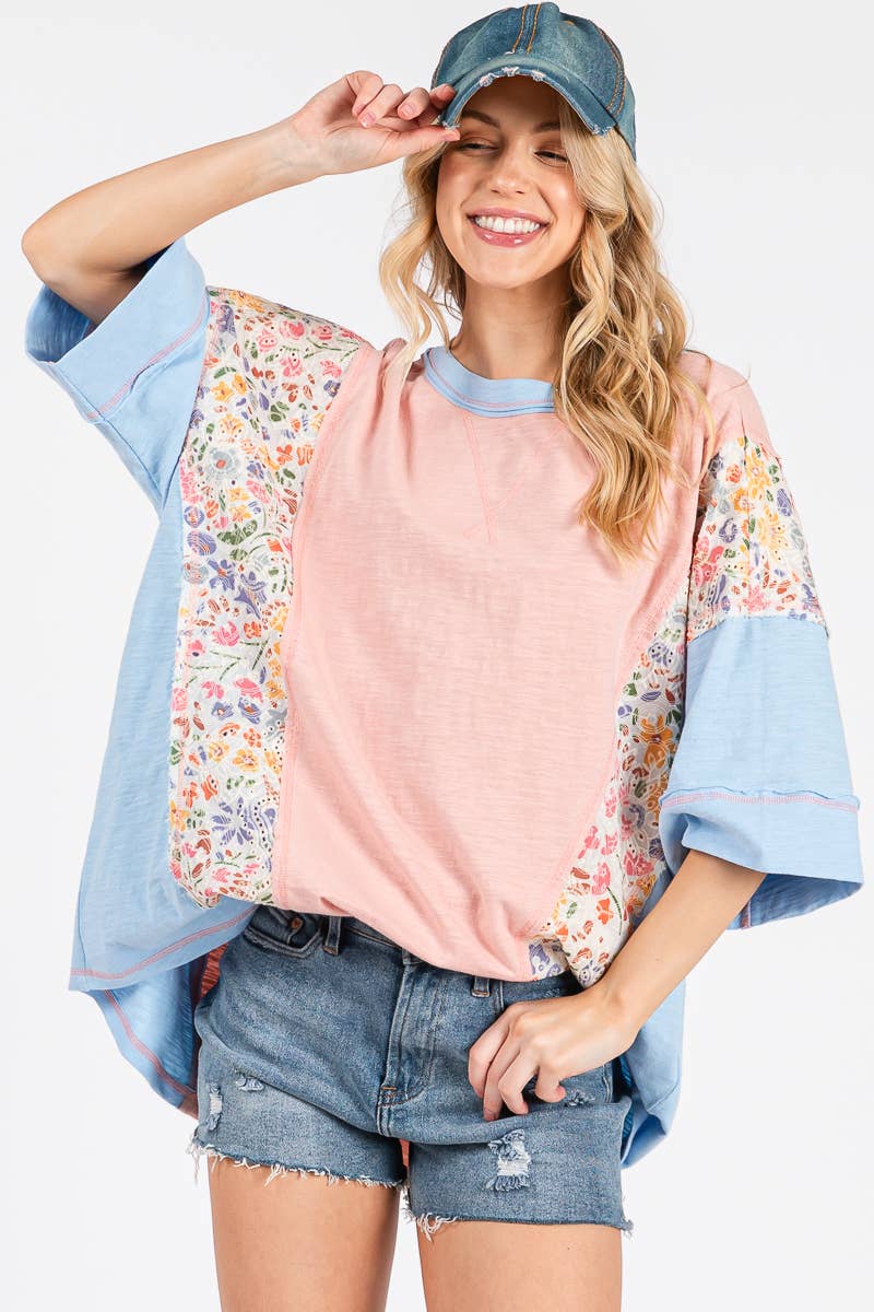 Oversized Floral Patchwork Tee